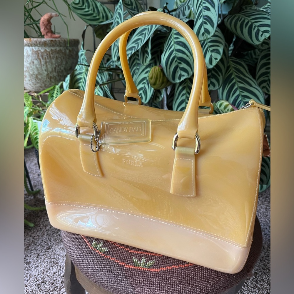 Furla Glossy Yellow Satchel - Picture 3 of 11